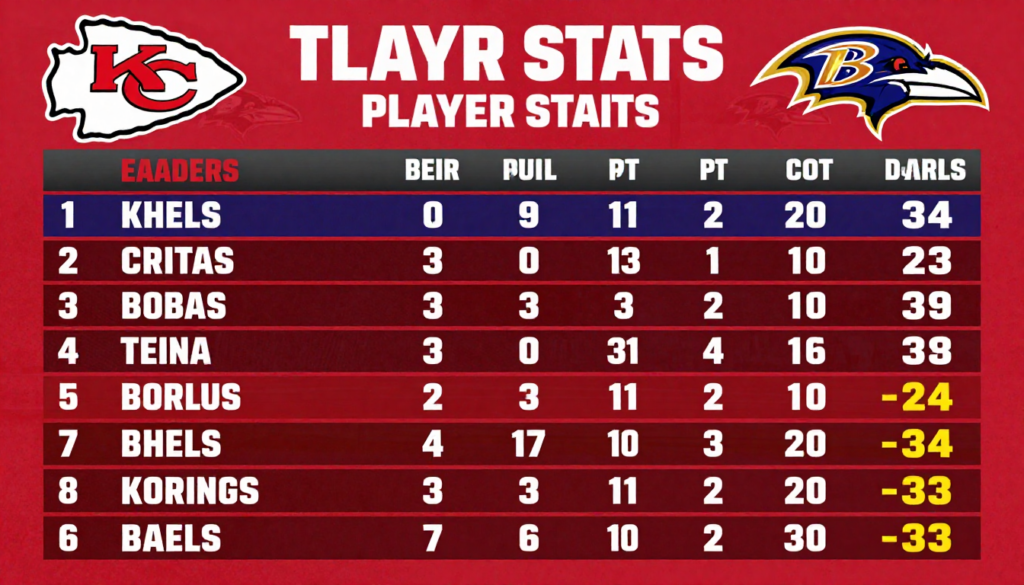 Kansas City Chiefs vs Baltimore Ravens match player stats