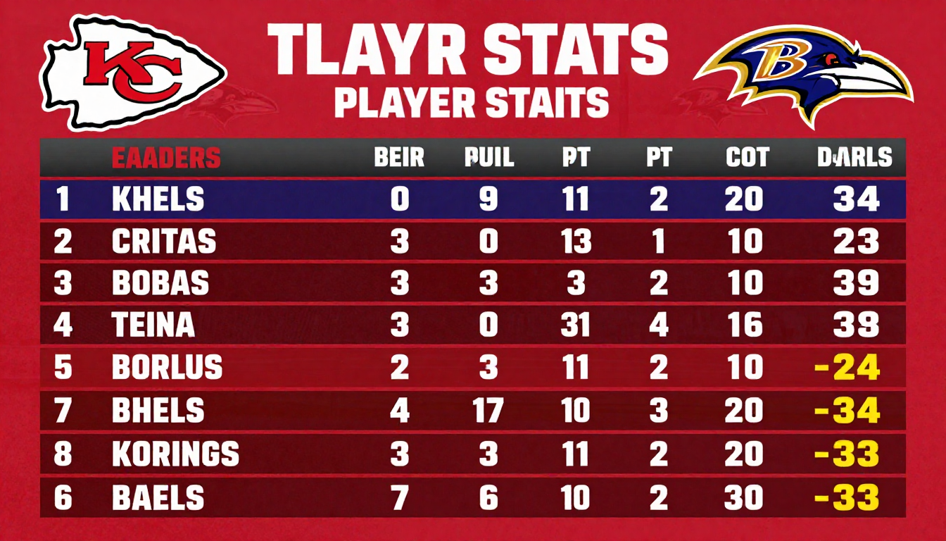 Kansas City Chiefs vs Baltimore Ravens match player stats